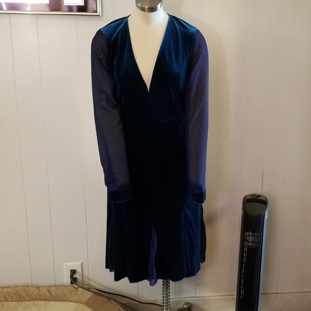 Free people like teal velour chiffon dress